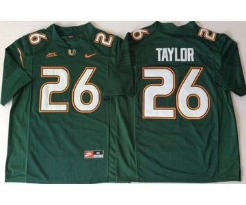 Miami Hurricanes #26 Sean Taylor Green Nike College Football Jersey