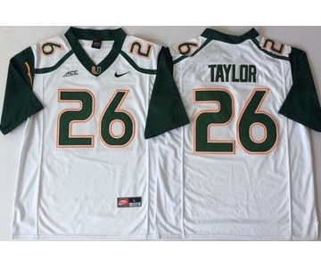 Miami Hurricanes #26 Sean Taylor White Nike College Football Jersey