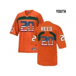 016 US Flag Fashion Youth Miami Hurricanes Ed Reed #20 College Football Jersey - Orange