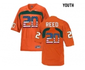 016 US Flag Fashion Youth Miami Hurricanes Ed Reed #20 College Football Jersey - Orange