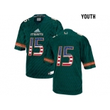 2016 US Flag Fashion Youth Miami Hurricanes Ed Reed #15 College Football Jersey - Green