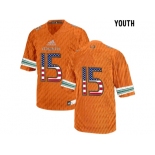 2016 US Flag Fashion Youth Miami Hurricanes Ed Reed #15 College Football Jersey - Orange