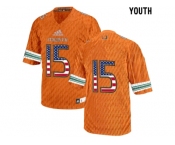 2016 US Flag Fashion Youth Miami Hurricanes Ed Reed #15 College Football Jersey - Orange