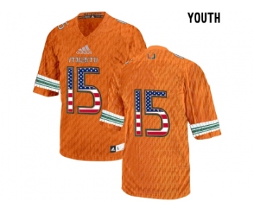 2016 US Flag Fashion Youth Miami Hurricanes Ed Reed #15 College Football Jersey - Orange