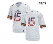 2016 US Flag Fashion Youth Miami Hurricanes Ed Reed #15 College Football Jersey - White