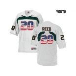 2016 US Flag Fashion Youth Miami Hurricanes Ed Reed #20 College Football Jersey - White