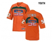 2016 US Flag Fashion Youth Miami Hurricanes Ray Lewis #52 College Football Jersey - Orange