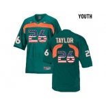 2016 US Flag Fashion Youth Miami Hurricanes Sean Taylor #26 College Football Jersey - Green