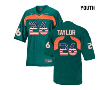 2016 US Flag Fashion Youth Miami Hurricanes Sean Taylor #26 College Football Jersey - Green