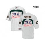 2016 US Flag Fashion Youth Miami Hurricanes Sean Taylor #26 College Football Jersey - White