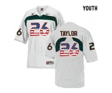 2016 US Flag Fashion Youth Miami Hurricanes Sean Taylor #26 College Football Jersey - White