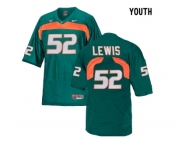 Youth Miami Hurricanes Ray Lewis #52 College Football Jersey - Green