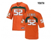 Youth Miami Hurricanes Ray Lewis #52 College Football Jersey - Orange