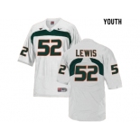 Youth Miami Hurricanes Ray Lewis #52 College Football Jersey - White