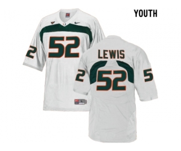 Youth Miami Hurricanes Ray Lewis #52 College Football Jersey - White