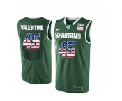 2016 US Flag Fashion Michigan State Spartans Denzel Valentine #45 College Basketball Authentic Jersey - Green