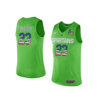 2016 US Flag Fashion Michigan State Spartans Draymond Green #23 College Basketball Authentic Jersey - Apple Green