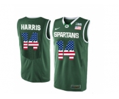 2016 US Flag Fashion Michigan State Spartans Gary Harris #14 College Basketball Authentic Jersey - Green