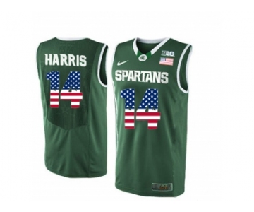 2016 US Flag Fashion Michigan State Spartans Gary Harris #14 College Basketball Authentic Jersey - Green