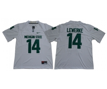 Michigan State Spartans #14 Brian Lewerke White Nike College Football Jersey