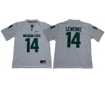 Spartans #14 Brian Lewerke White Limited Stitched NCAA Jersey