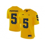 2016 Men's Jordan Brand Michigan Wolverines Jabrill Peppers #5 College Football Limited Jersey - Yellow