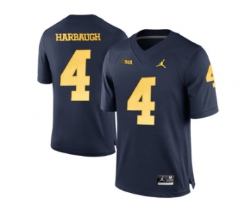 2016 Men's Jordan Brand Michigan Wolverines Jim Harbaugh #4 College Football Limited Jersey - Navy Blue