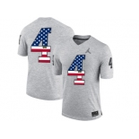 2016 US Flag Fashion-2016 Men's Heather Gray Michigan Wolverines Jim Harbaugh #4 College Football Limited Jerseys - Gridiron Gray II