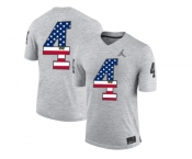 2016 US Flag Fashion-2016 Men's Heather Gray Michigan Wolverines Jim Harbaugh #4 College Football Limited Jerseys - Gridiron Gray II