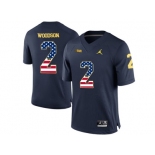 2016 US Flag Fashion-2016 Men's Jordan Brand Michigan Wolverines Charles Woodson #2 College Football Limited Jersey - Navy Blue