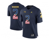 2016 US Flag Fashion-2016 Men's Jordan Brand Michigan Wolverines Charles Woodson #2 College Football Limited Jersey - Navy Blue