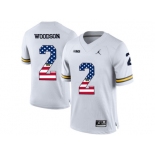 2016 US Flag Fashion-2016 Men's Jordan Brand Michigan Wolverines Charles Woodson #2 College Football Limited Jersey - White