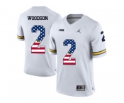 2016 US Flag Fashion-2016 Men's Jordan Brand Michigan Wolverines Charles Woodson #2 College Football Limited Jersey - White