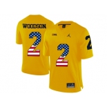 2016 US Flag Fashion-2016 Men's Jordan Brand Michigan Wolverines Charles Woodson #2 College Football Limited Jersey - Yellow