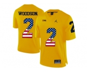 2016 US Flag Fashion-2016 Men's Jordan Brand Michigan Wolverines Charles Woodson #2 College Football Limited Jersey - Yellow