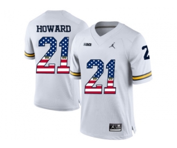 2016 US Flag Fashion-2016 Men's Jordan Brand Michigan Wolverines Desmond Howard #21 College Football Limited Jersey - White