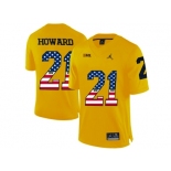 2016 US Flag Fashion-2016 Men's Jordan Brand Michigan Wolverines Desmond Howard #21 College Football Limited Jersey - Yellow