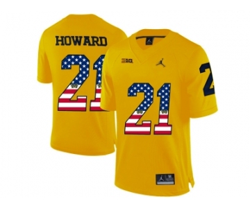 2016 US Flag Fashion-2016 Men's Jordan Brand Michigan Wolverines Desmond Howard #21 College Football Limited Jersey - Yellow