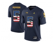 2016 US Flag Fashion-2016 Men's Jordan Brand Michigan Wolverines Jabrill Peppers #5 College Football Limited Jersey - Navy Blue