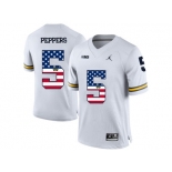 2016 US Flag Fashion-2016 Men's Jordan Brand Michigan Wolverines Jabrill Peppers #5 College Football Limited Jersey - White