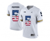 2016 US Flag Fashion-2016 Men's Jordan Brand Michigan Wolverines Jabrill Peppers #5 College Football Limited Jersey - White