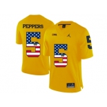 2016 US Flag Fashion-2016 Men's Jordan Brand Michigan Wolverines Jabrill Peppers #5 College Football Limited Jersey - Yellow