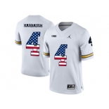 2016 US Flag Fashion-2016 Men's Jordan Brand Michigan Wolverines Jim Harbaugh #4 College Football Limited Jersey - White