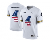 2016 US Flag Fashion-2016 Men's Jordan Brand Michigan Wolverines Jim Harbaugh #4 College Football Limited Jersey - White