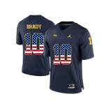 2016 US Flag Fashion-2016 Men's Jordan Brand Michigan Wolverines Tom Brady #10 College Football Limited Jersey - Navy Blue