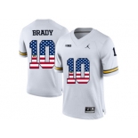 2016 US Flag Fashion-2016 Men's Jordan Brand Michigan Wolverines Tom Brady #10 College Football Limited Jersey - White