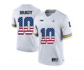 2016 US Flag Fashion-2016 Men's Jordan Brand Michigan Wolverines Tom Brady #10 College Football Limited Jersey - White