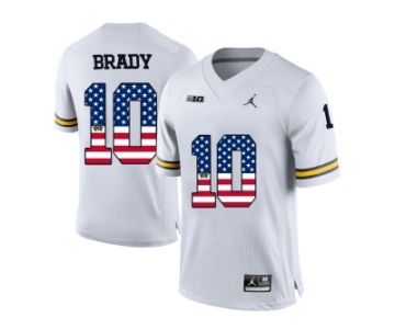 2016 US Flag Fashion-2016 Men's Jordan Brand Michigan Wolverines Tom Brady #10 College Football Limited Jersey - White