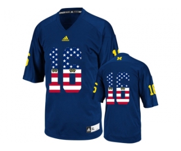 2016 US Flag Fashion-Men's Michigan Wolverines Denard Robinson #16 College Football Jersey - Navy Blue