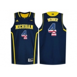 2016 US Flag Fashion-Michigan Wolverines Chirs Webber #4 Basketball Authentic Jersey - Navy Blue